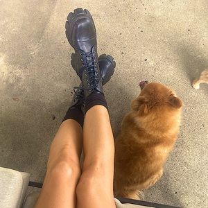 Chunky Cleated Heeled Lace Up Combat Boots